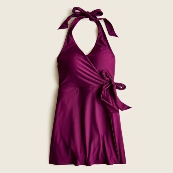 NWT J. Crew Halter wrap swim dress in Iris purple Plus Sz 24 - Picture 1 of 5